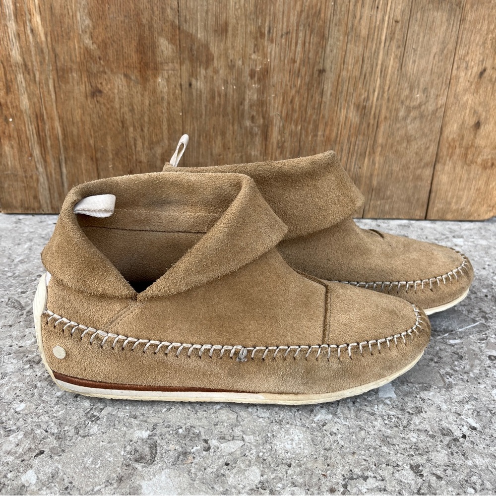 Rag & Bone Brixton Moccasins Stone Tan Suede Ankle Boots Shoes Mocs Boho Slip On - Picture 10 of 16
